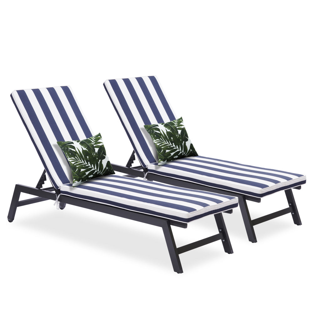 2PCS Set Outdoor Lounge Chair Cushion Replacement Patio Funiture Seat Cushion Chaise Lounge Cushion