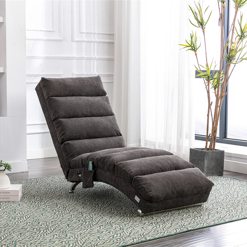 Linen Massage Chaise Lounge Indoor with Remote Control,Ergonomic Electric Massage Long Lounger with 5 Modes for Office, Living Room,Bedroom (Beige)
