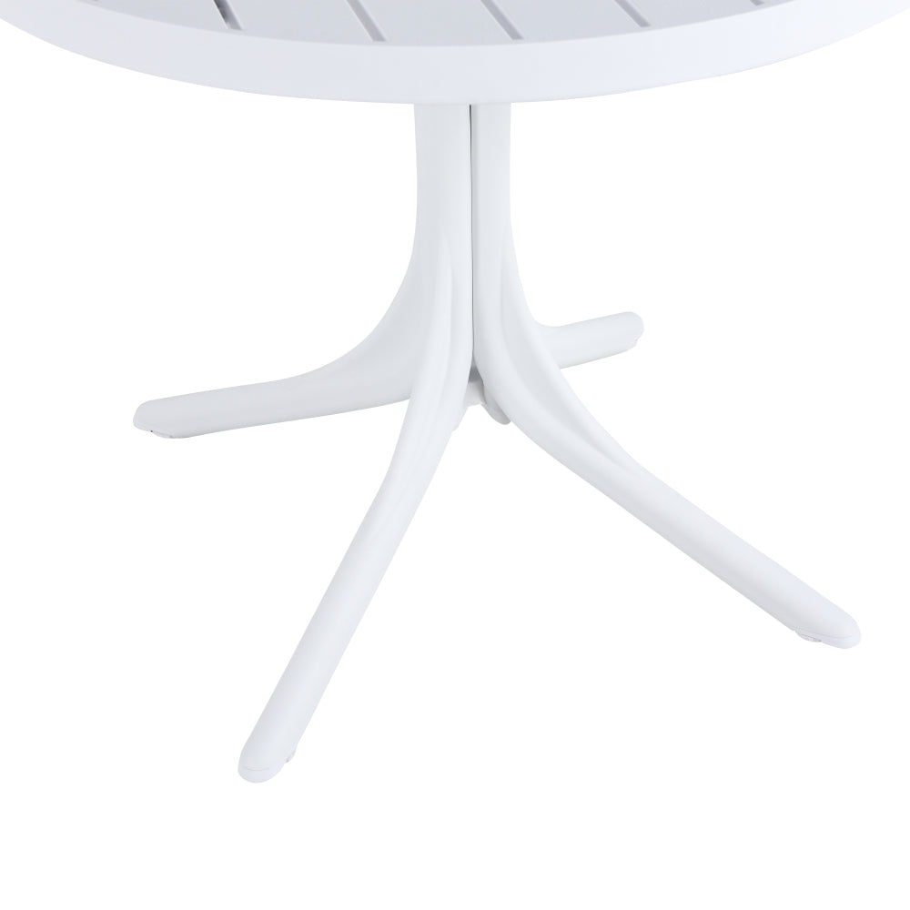 Modern White Round Plastic Table – 36 Inch Indoor/Outdoor Dining Table & Coffee Table, Lightweight Polypropylene All-Weather Patio Table for Garden, Courtyard, Kitchen, Camping (White)