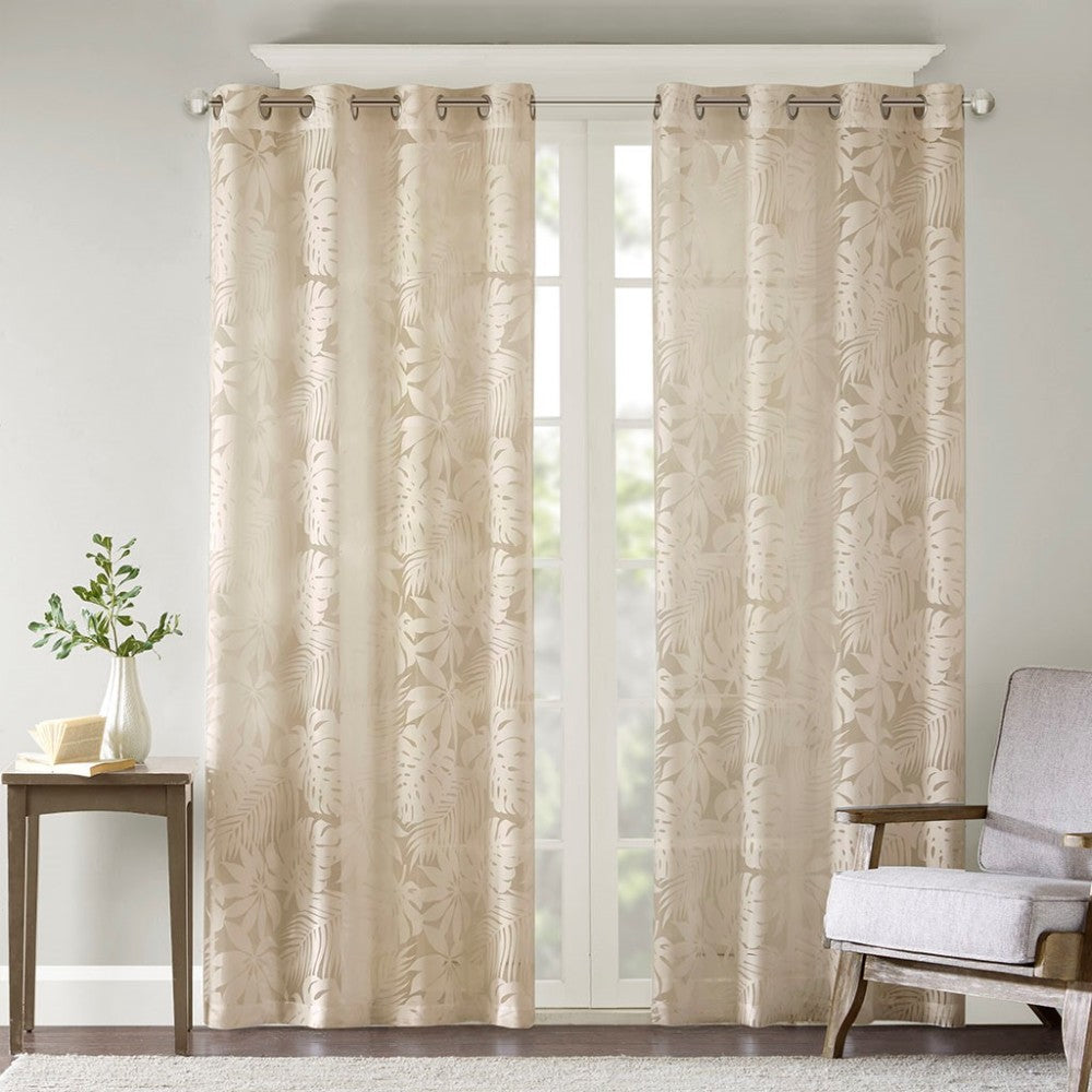 Palm Leaf Burnout Window Sheer Natural 50x84"