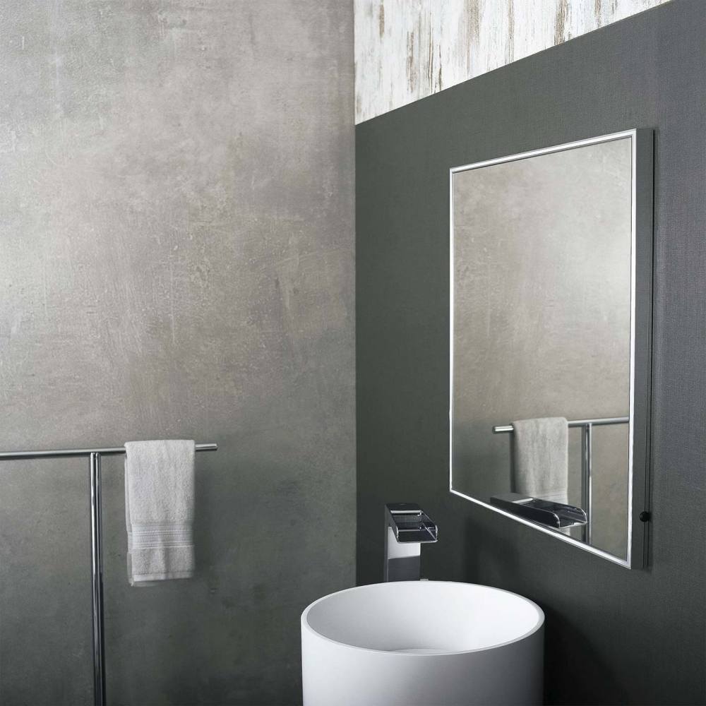 DAX Square LED Backlit Flat Mirror with Sensor Switch Aluminium Frame