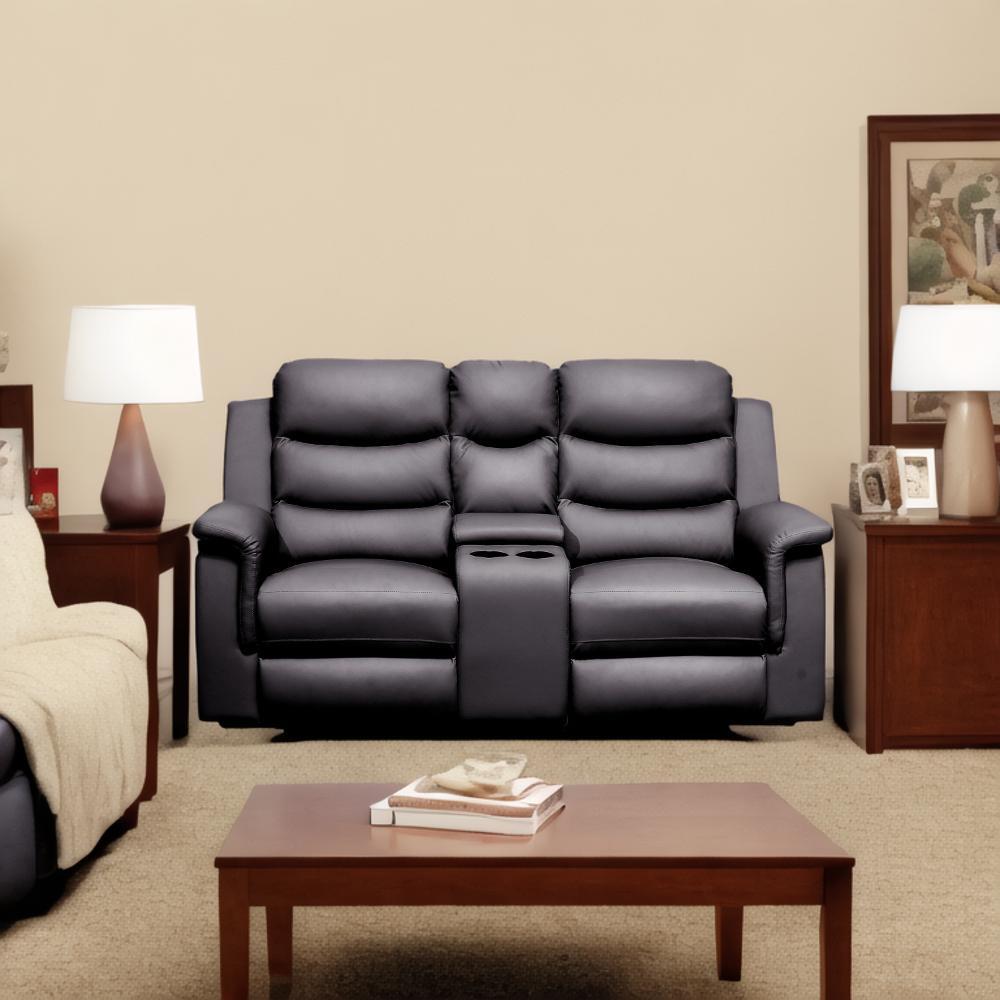 Reclining Loveseat with Middle Console Slipcover,  Stretch Loveseat Reclining Sofa Covers (BLACK, 2 Seat Recliner Cover with Console)