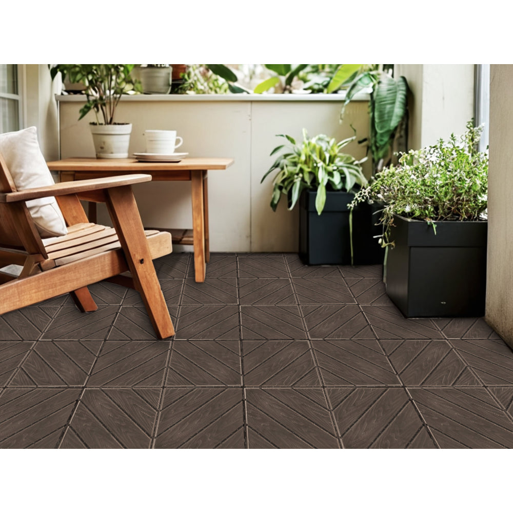 Plastic Composite Deck Tiles Set of 35pcs, Composite Decking Resist Rust, Water, Weather, Easy to DIY & Maintain, Ideal for Patios, Balconies, Rooftops, Decks, Indoor&Outdoor, 12x12i Light Coffee