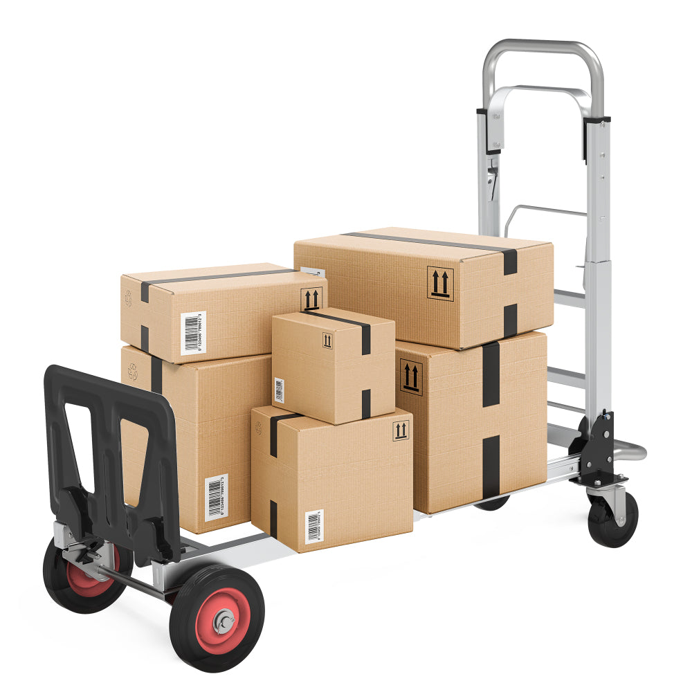 3 in 1 Convertible Hand Truck and Dolly with 5.9in Flat Free Rubber Wheels