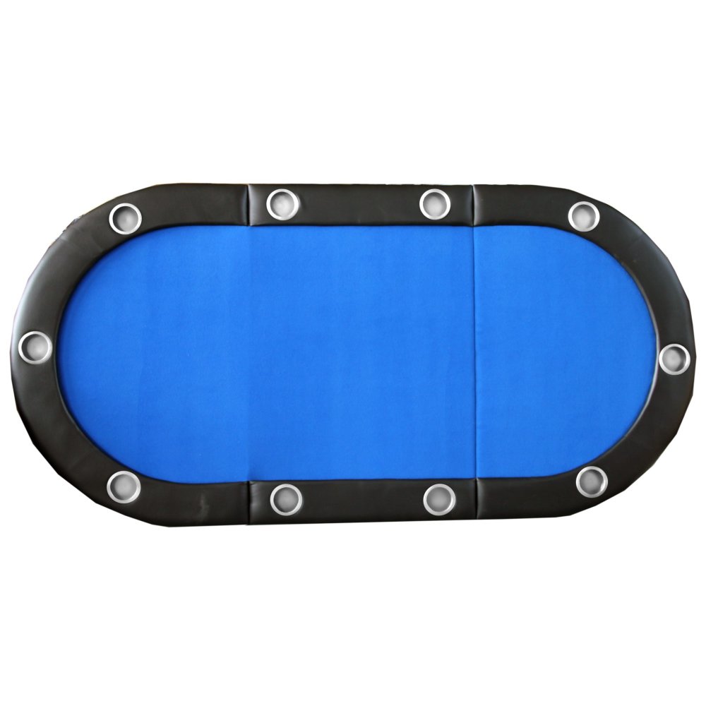 Folding Poker Table Top for 10 Players Tri-Fold Texas Holdem Blackjack Casino Game Tabletop Blue