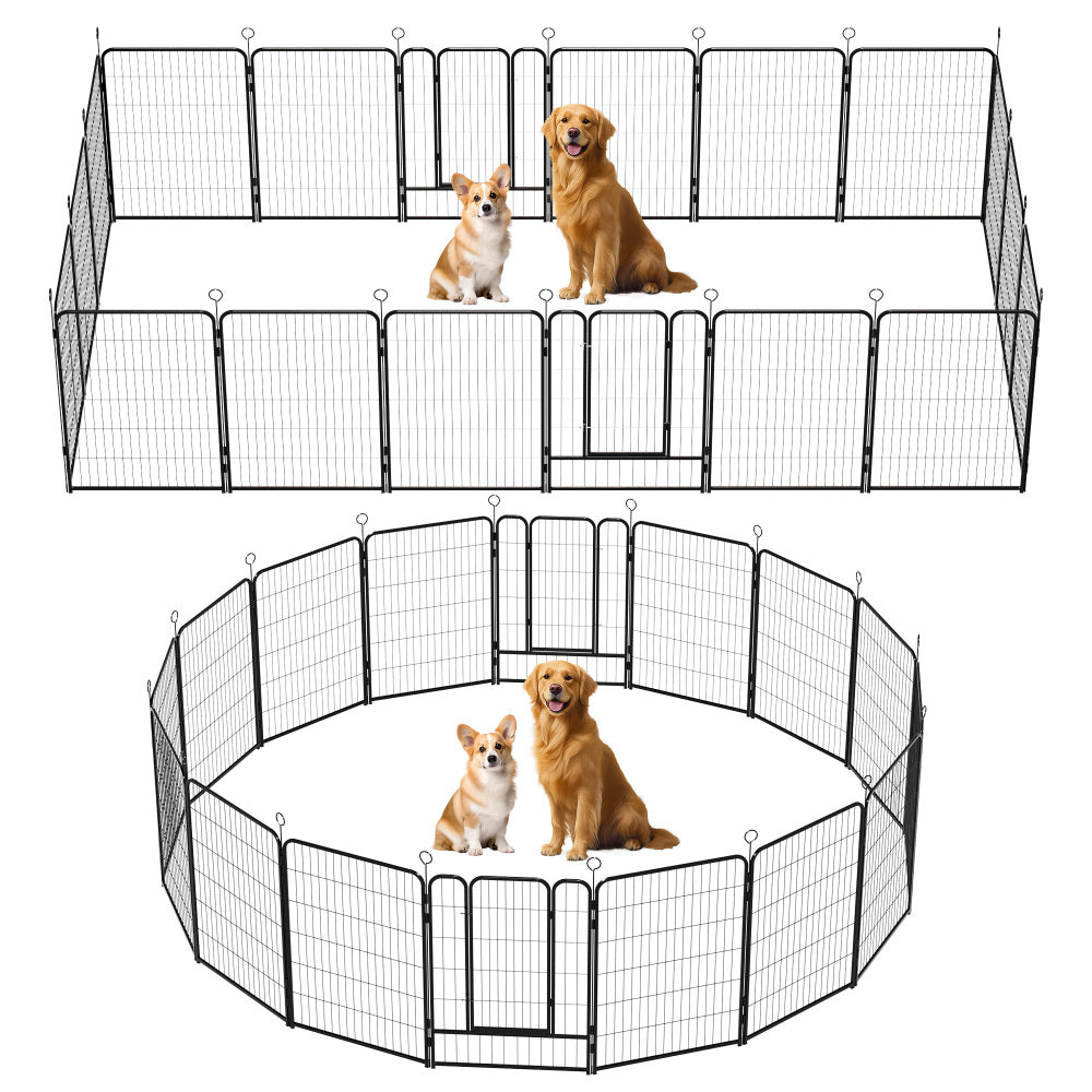 16 Panels Heavy Duty Metal Playpen with Self-Locking Gate, Extra Tall 40" Dog Fence Pet Exercise Pen for Outdoor and Indoor-Easy Setup Exercise Pen for Large Dogs