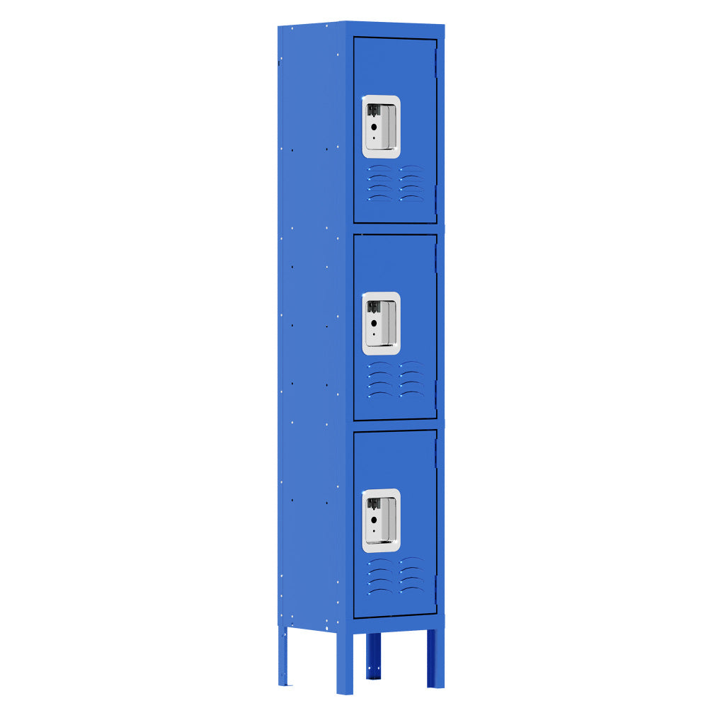 66"H Metal Lockers for Employees with 3 Door Storage Locker for Employees Gym School Home Office Garage - Assembly Required(Blue)