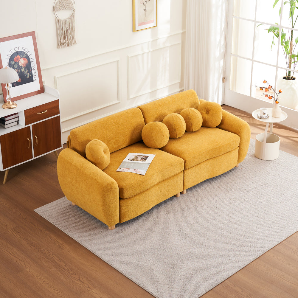 Modern Sofa for Living Room, 84" Green Chenille Sofa Couch, Sectional Love Seat Couch, Upholstered Sofa for Apatment Bedroom Home Office