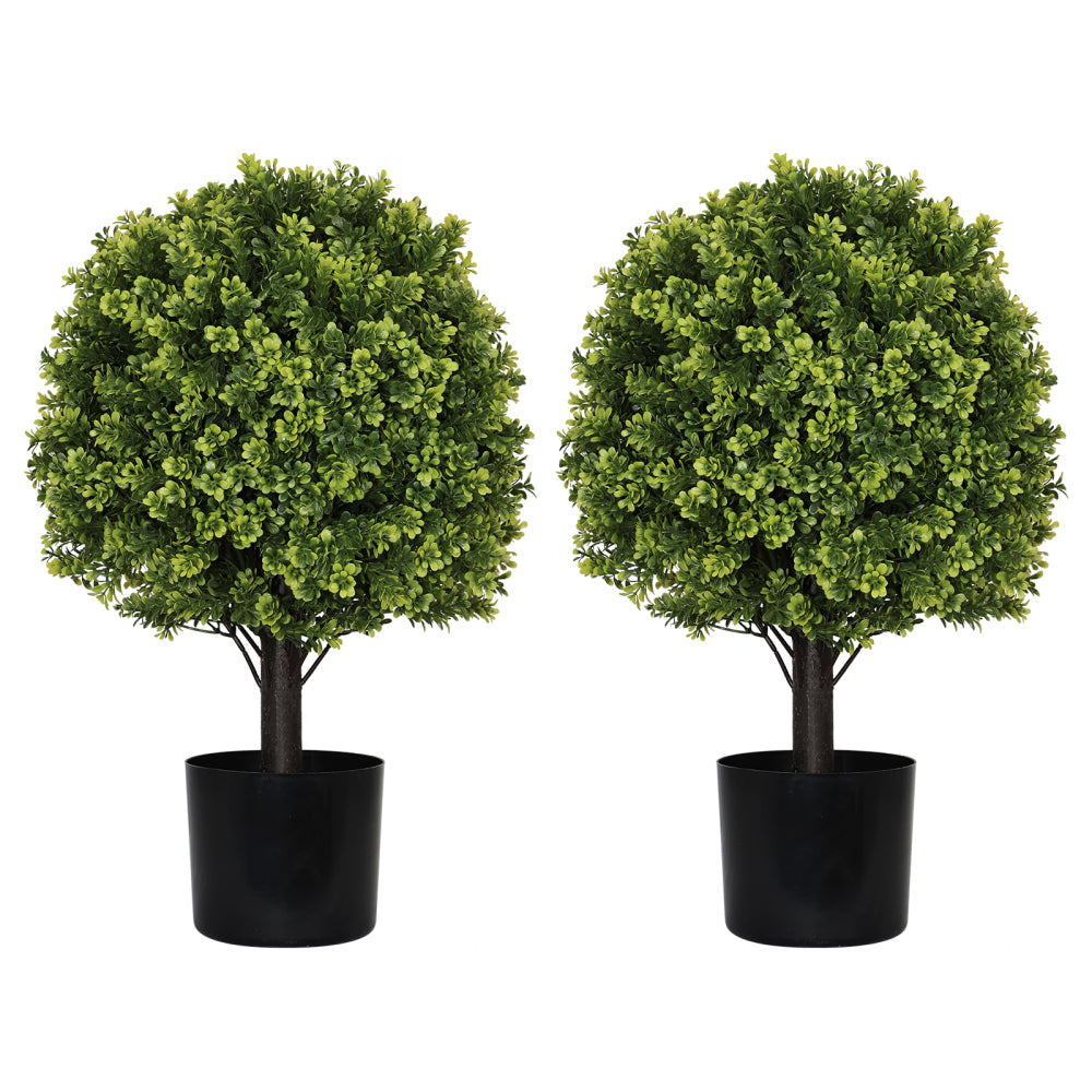 55cm Artificial Topiary Boxwood Ball Trees for Outdoor Front Porch, Patio, Balcony or Home Decoration, UV Resistant Faux Shrubs, 2pcs/set