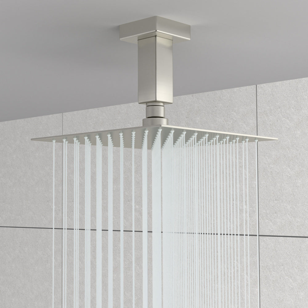 8" Ceiling Mounted Shower Arm with Flange, Brushed Nickel