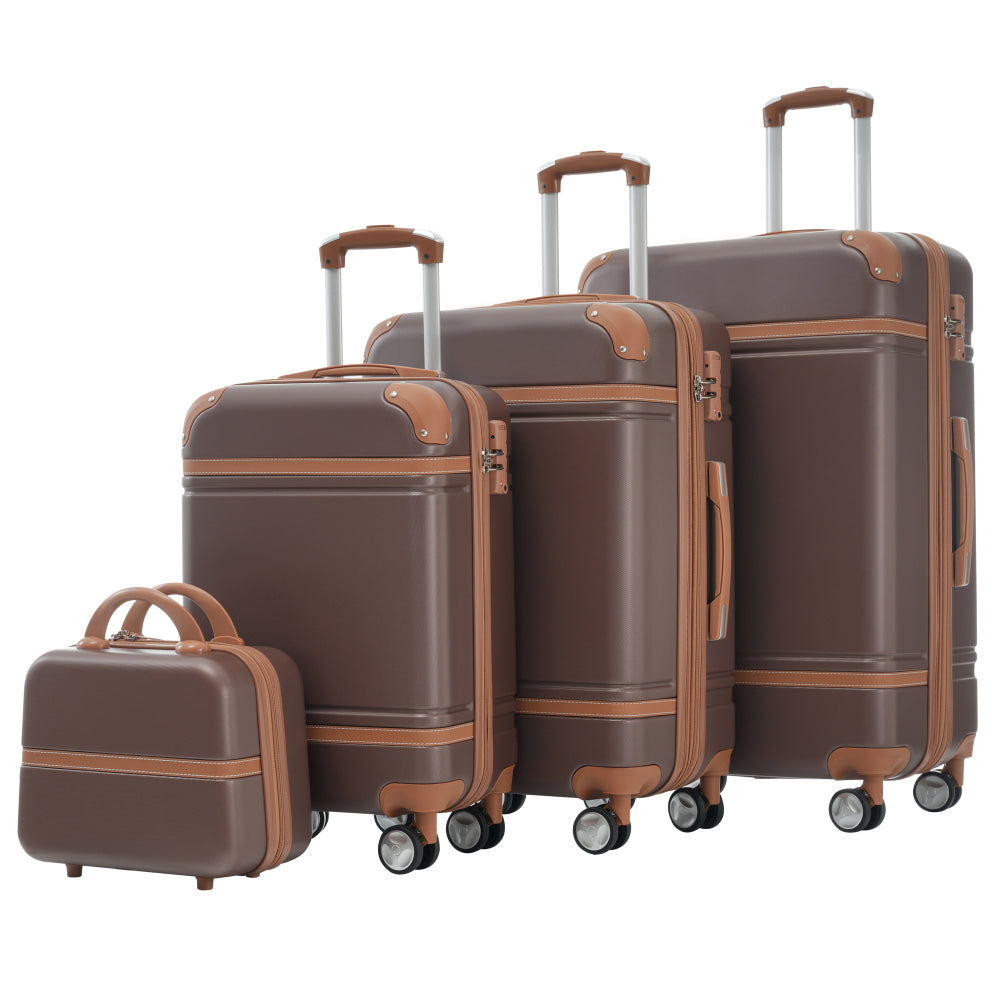 Hardshell Luggage Sets 4 Pieces 20"+24"+28" Luggages and Cosmetic Case Spinner Suitcase with TSA Lock  Lightweight