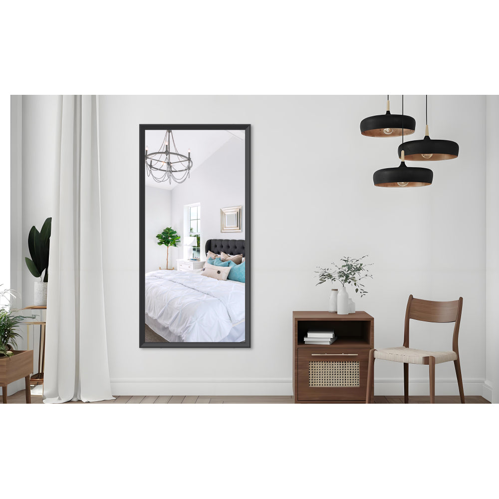 36x24 inches Modern Black Bathroom Mirror with Aluminum Frame Vertical or Horizontal Hanging Decorative Wall Mirrors for Living Room Bedroom