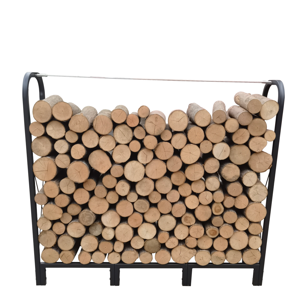 Artibear Firewood Rack Stand 4.1ft Heavy Duty Logs Holder for Outdoor Indoor Fireplace Metal Wood Pile Storage Stacker Organizer, Matte Black