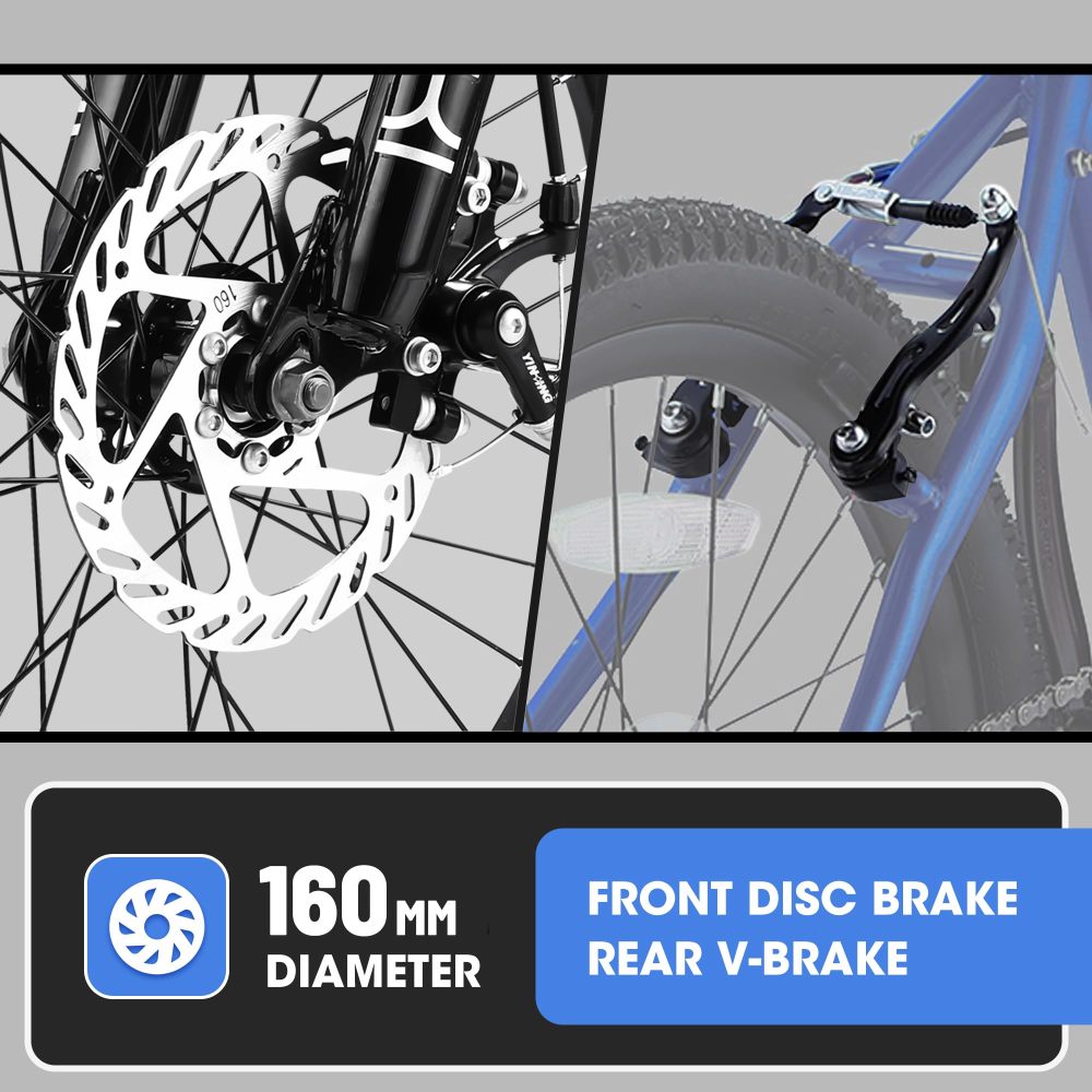 S20101 20 Inch Kids' Bike, Boys Girls Mountain Bike Ages 6-12, 7 Speed Teenager Children Kids' Bicycles, Front Suspension Disc Brake Rear V-Brake, High Steel Frame