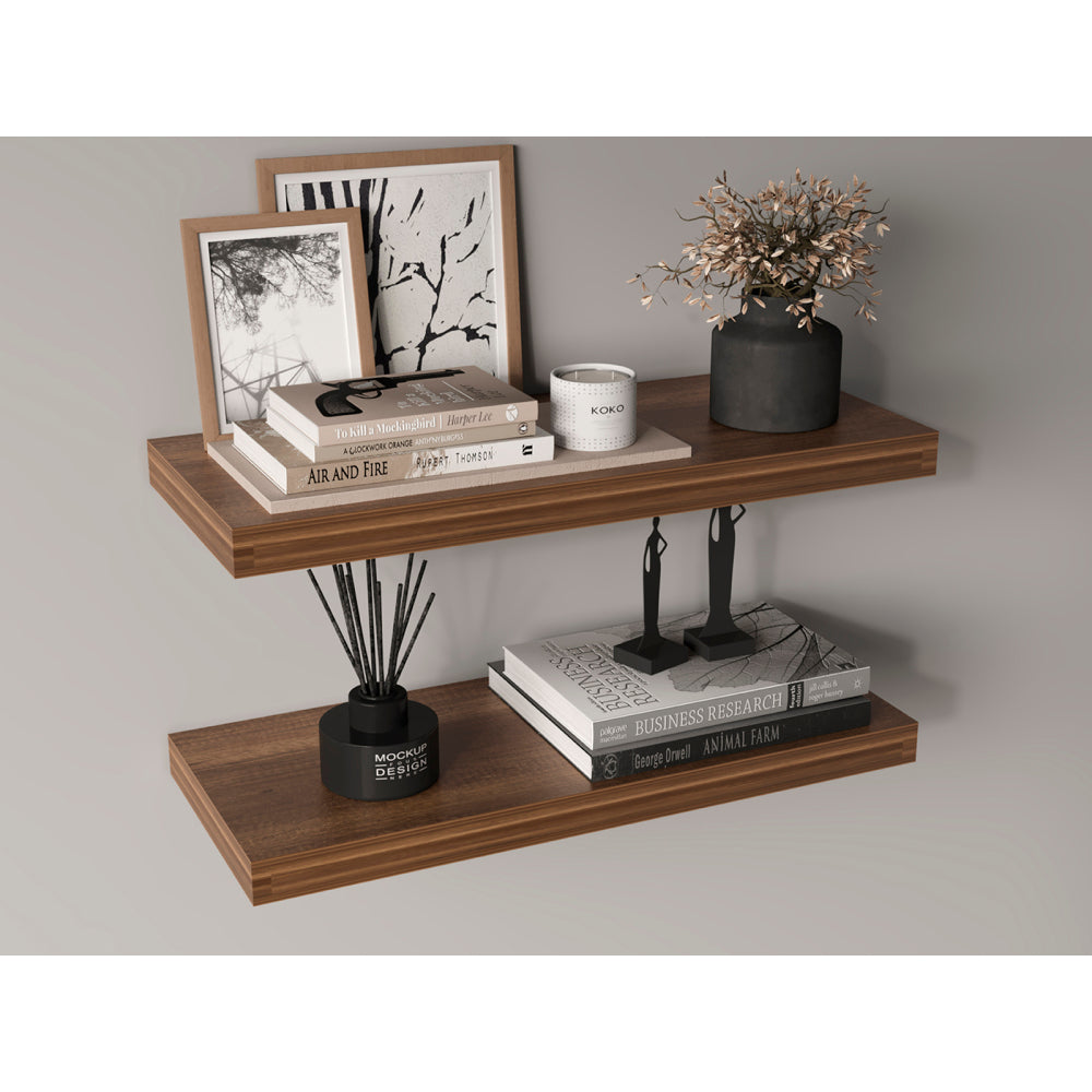 Ecco 31.5" Wide  Floating Shelves Set of 2, Shelves for Wall Decor for Bedroom, Bathroom Storage Shelves, Book Shelves for Living Room