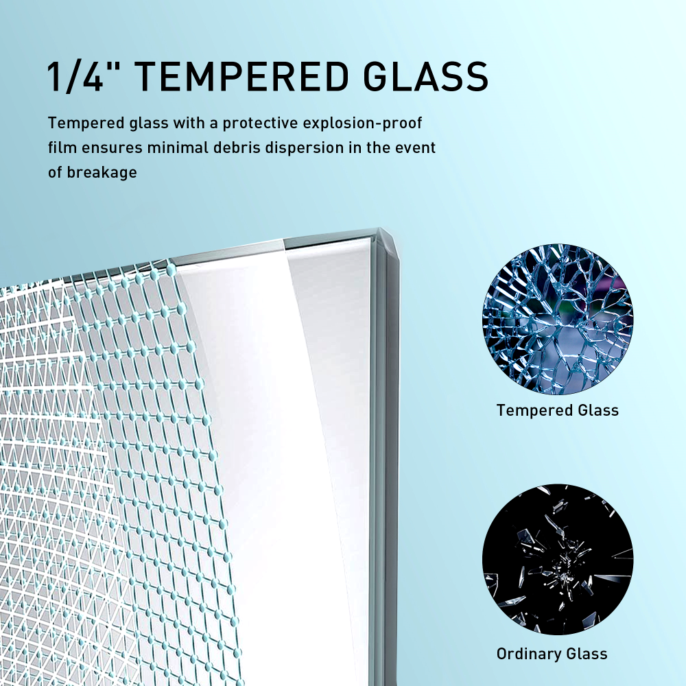 56" - 60" W x 76" H Frameless Shower Door Soft-closing Single Sliding, 1/4" (6mm) Tempered Glass with Explosion-proof Coating, 24D01-60BNX Brushed Nickel