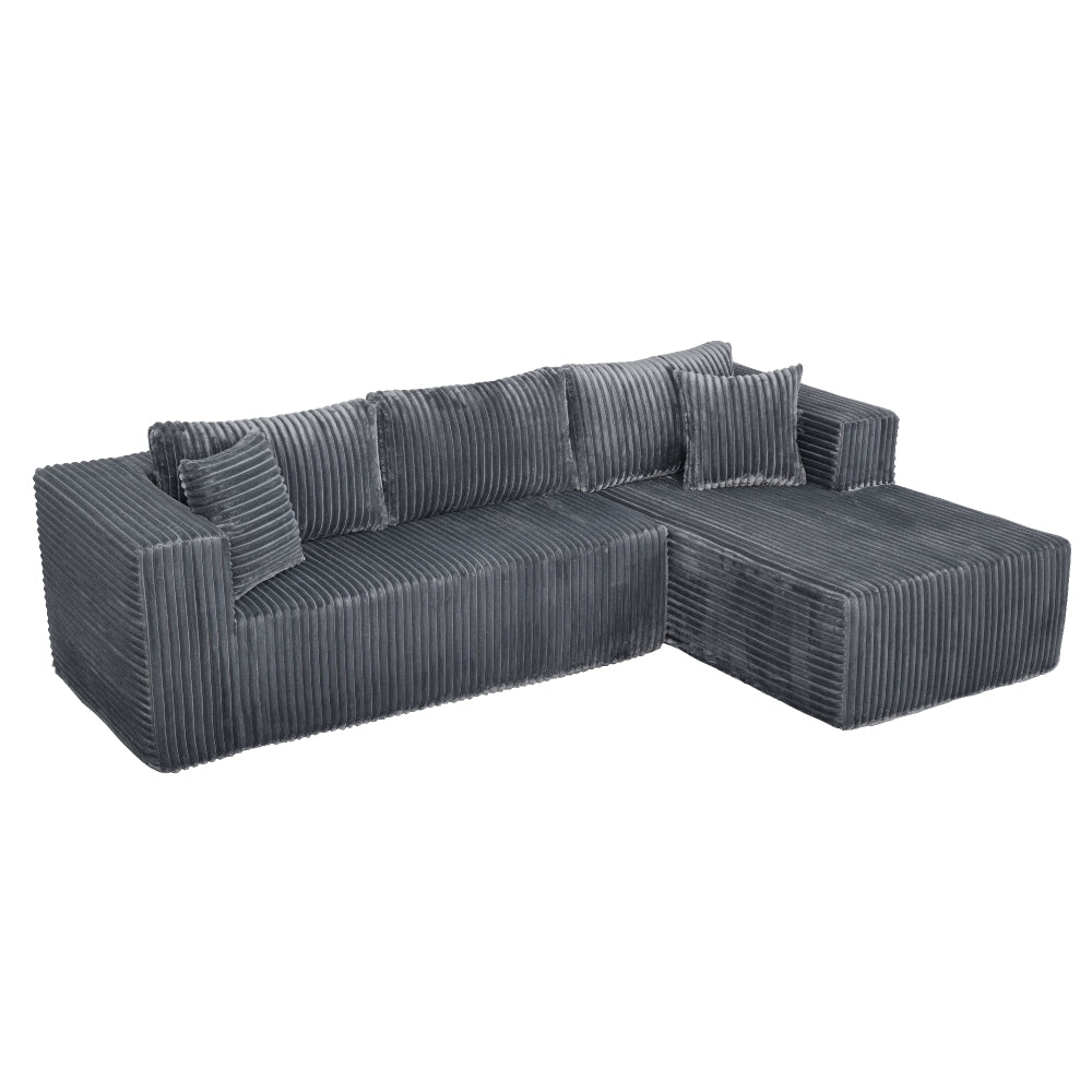 105" L-Shaped Modular Compression Sofa, Plush Upholstery, All-Foam Structure (No Springs), Vacuum-Packed, Space-Saving for Living Room, Bedroom, Apartment  (Left Chaise)