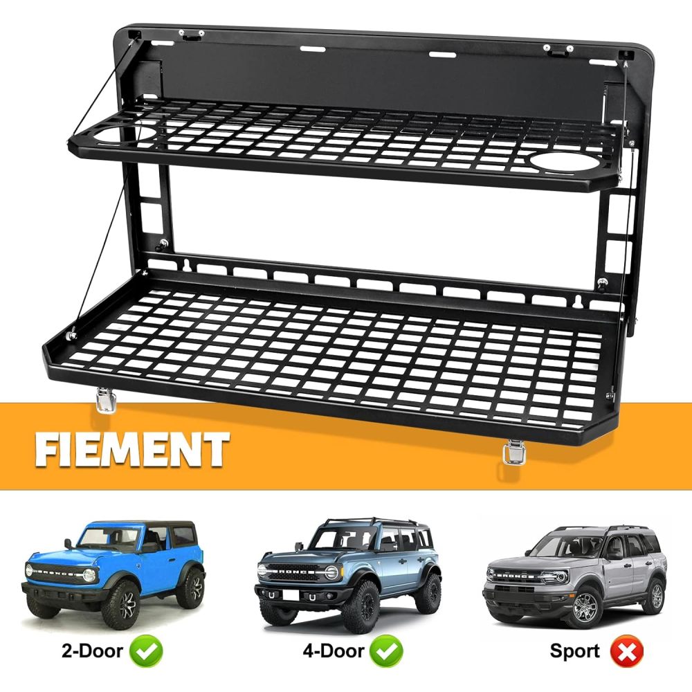 Tailgate Table Rear Foldable Cargo Shelf Aluminum Alloy Storage Shelf MOLLE Panel for Ford Bronco 2021-2024