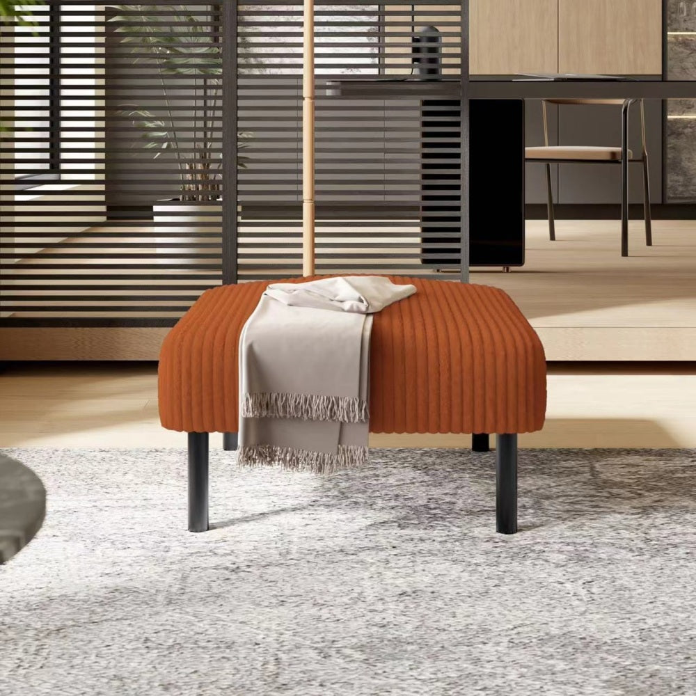 UNITED WE WIN Small Ottoman Footstool with Legs, Corduroy Fabric Ottoman Foot Stool with Soft Padded seat, Square Footstool Footstool for Living Room