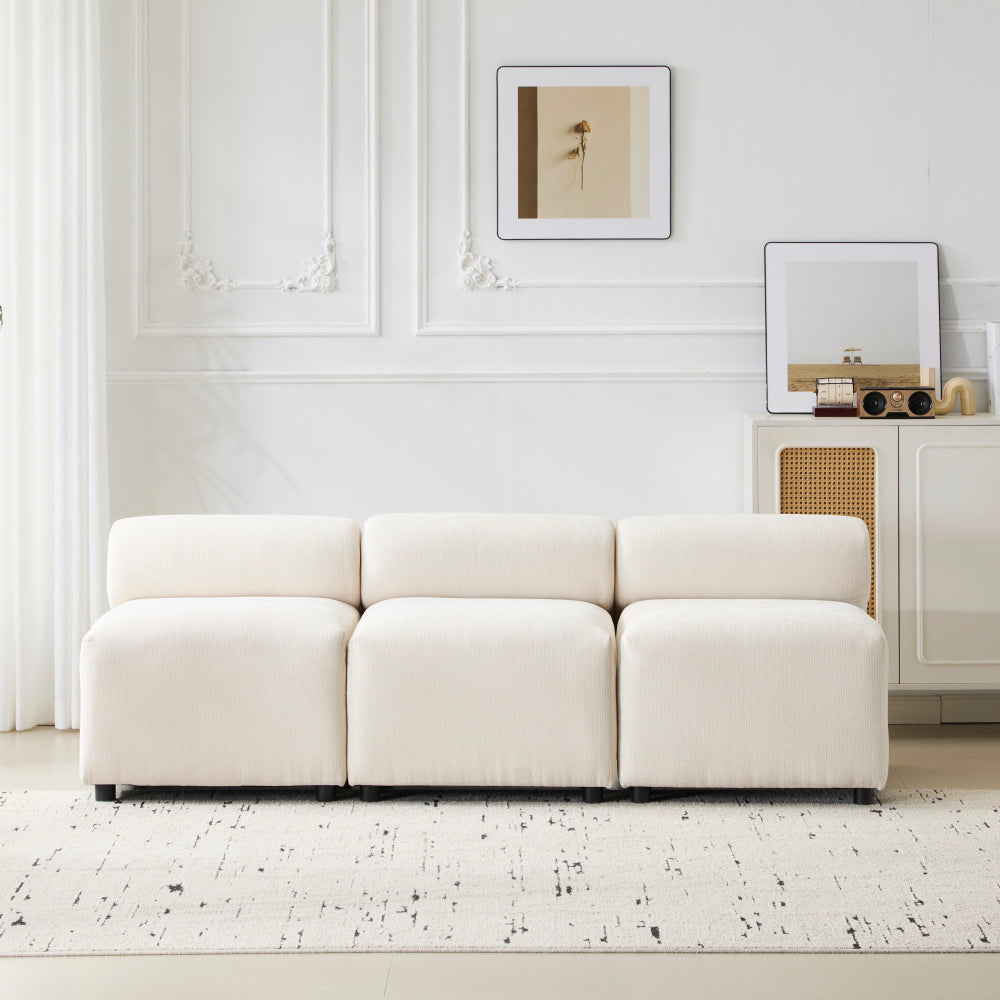 Evelyn 78 in.Armless 3-Piece 3 Seater Modular Couch Sectional Sofa for Living Rooms,Bedrooms,Apartment Office