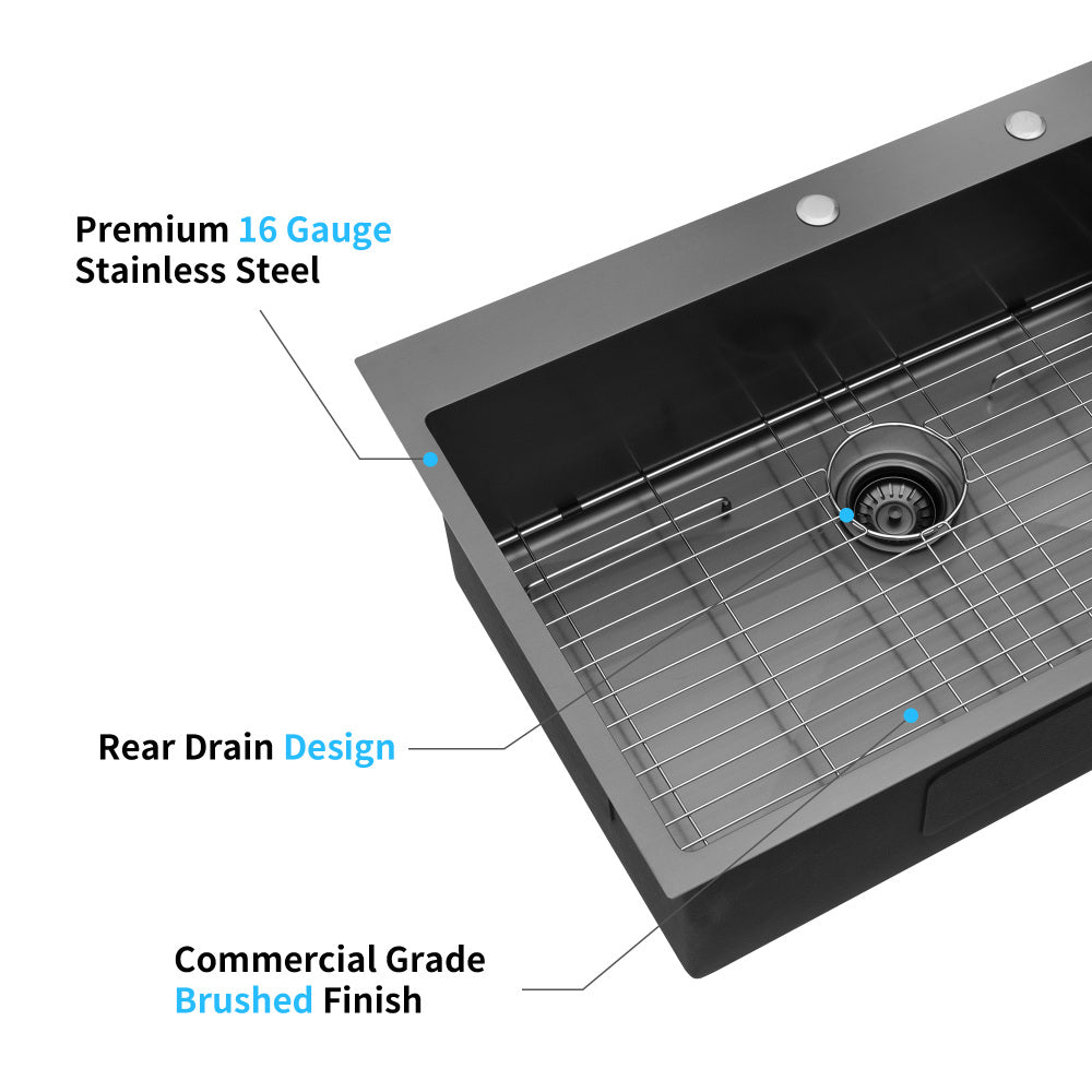 33x22x10"Drop-in Single Bowl Stainless Steel Kitchen Sink