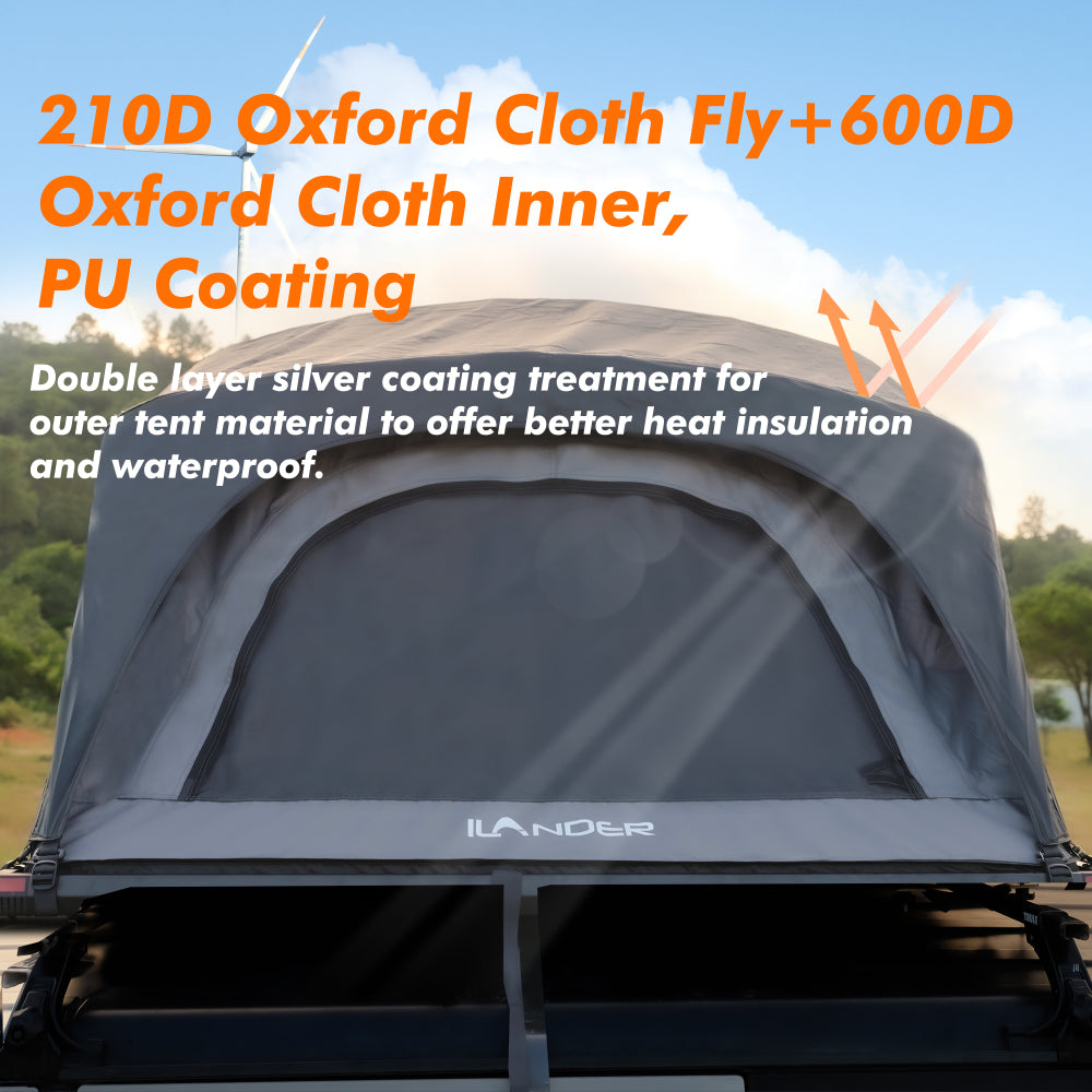 ILANDER Roof Top Tent 140cm, Entry level Overland Aluminium Fold Out Style Car Roof Tent for Sedan Van SUV Truck Camping Waterproof,Windproof ,Sturdy