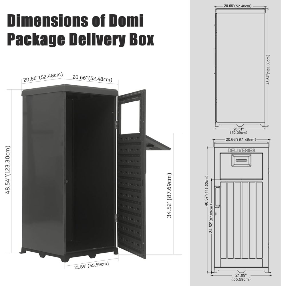 Package Delivery Box for Outside, Large Parcel Drop Box with Lockable Secure, Waterproof Resin Storage Anti-Theft Outdoor Package Delivery for Porch, Curbside, House