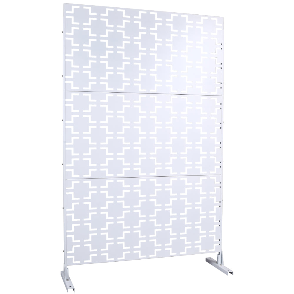 Outdoor & Indoor Privacy Screen Metal Privacy Screen 76" H×48" W, Freestanding Decorative Privacy Screen for Deck Balcony Patio, Privacy Fence Panels for Outside Lawn Garden PS105 WHITE
