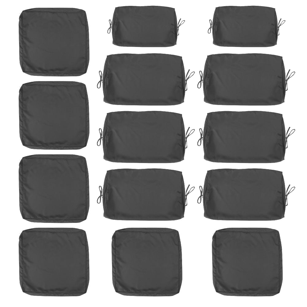 Cushion Covers for 7 Pcs (6-Seaters) Wicker Rattan Sectional Sofa, 14Pack Cushion Slipcovers Set Seat and Back,Outdoor Cushion Slipcover with Zipper, (Only Cover) Grey
