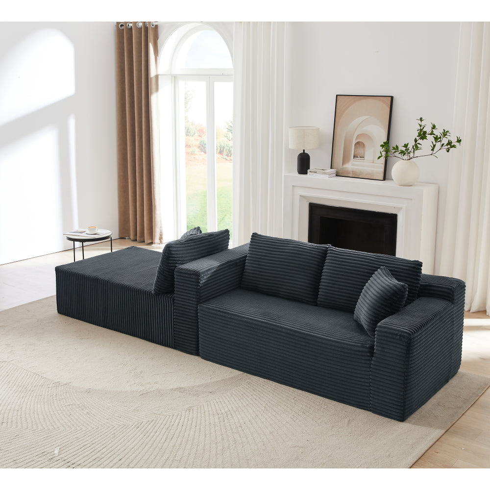 L-Shaped Cloud Sectional Sofa with Deep Seat,No Assembly Required,Modular Couches Sleeper for Living Room,Bedroom,Apartment,Dark Grey