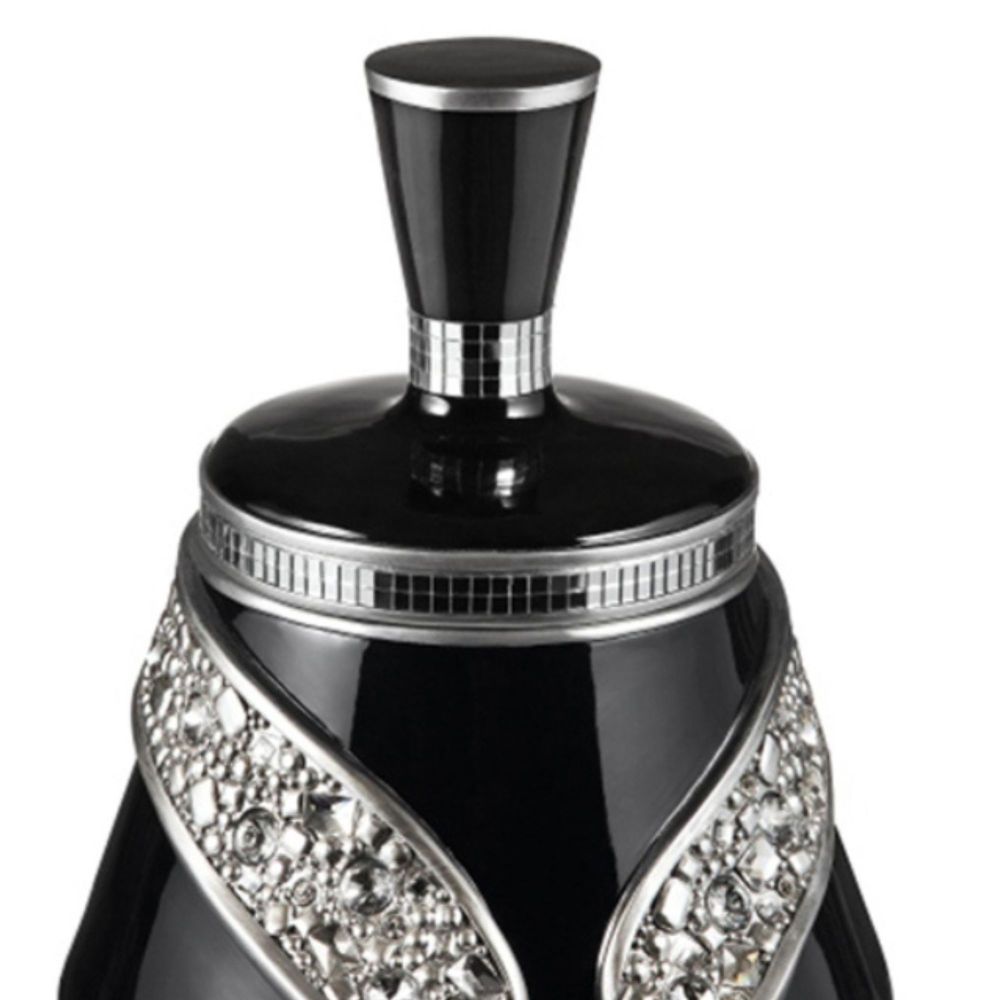 14" Tall Polyresin Decorative Jewelry Box "Stellaire", Black and Silver finish