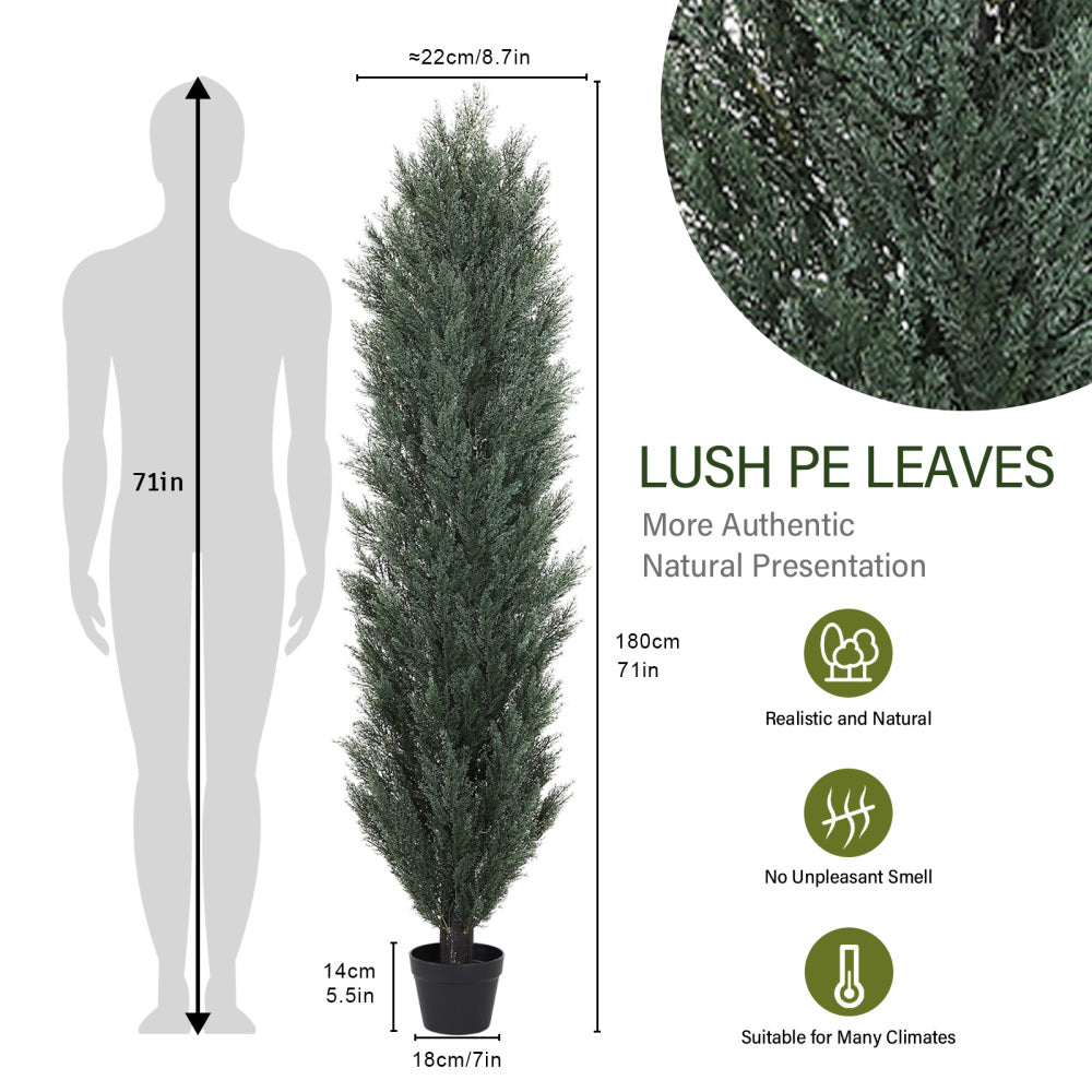 180cm detachable artificial green pine and cypress tall simulation plant for indoor and outdoor decoration 2pcs/set