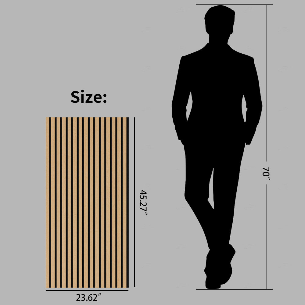 Wood Panels for Wall Slat Wall Panels, 2PC Wood Slat Acoustic Panels for Wall and Ceiling - 3D Fluted Sound Absorbing Panel with Three Sides Fully Wrapped on  Wood Finish -45.27''X23.62''(White Oak)