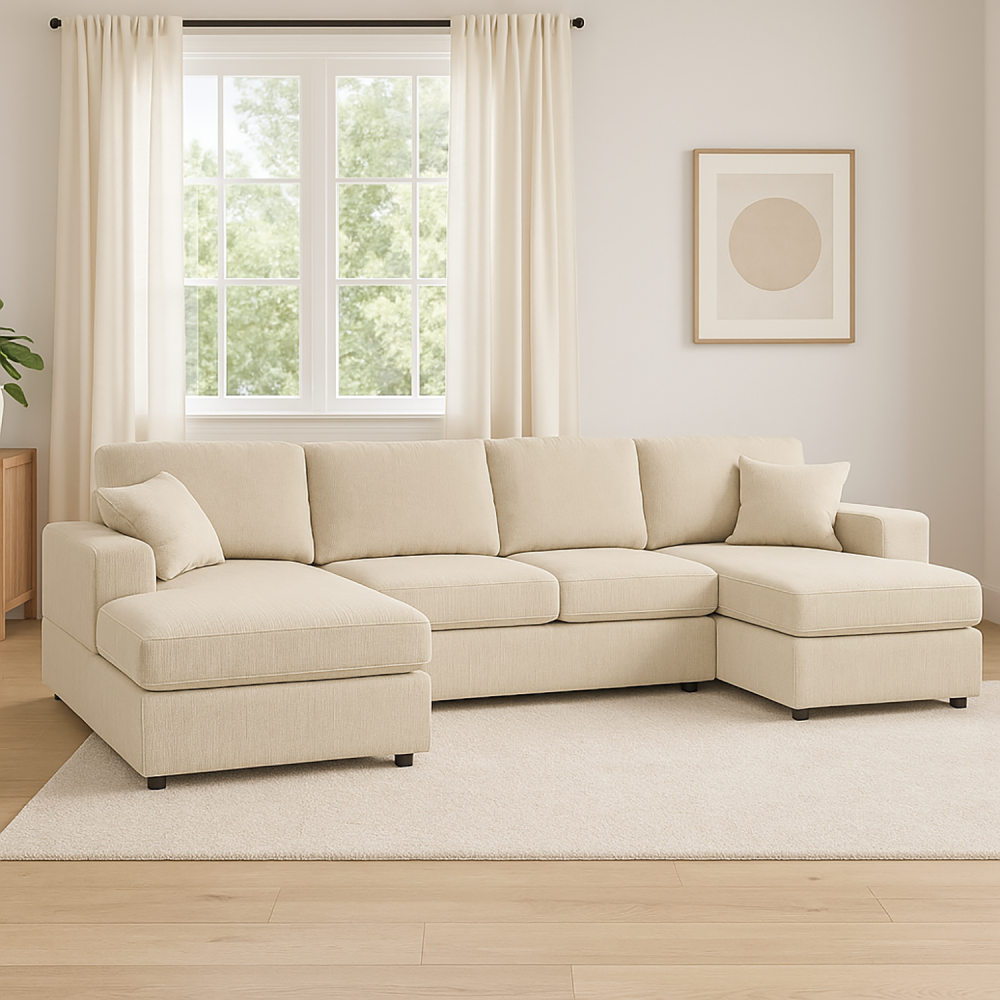 3 - Piece Corduroy Double-Chaise Sectional