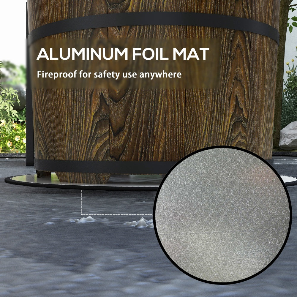 Outsunny Smokeless Fire Pit with Fireproof Mat, 20" Barrel Style Portable Wood Burning Firepit, Magnesium Oxide Low Smoke Camping Bonfire Stove for Backyard, Patio, Picnic, Brown