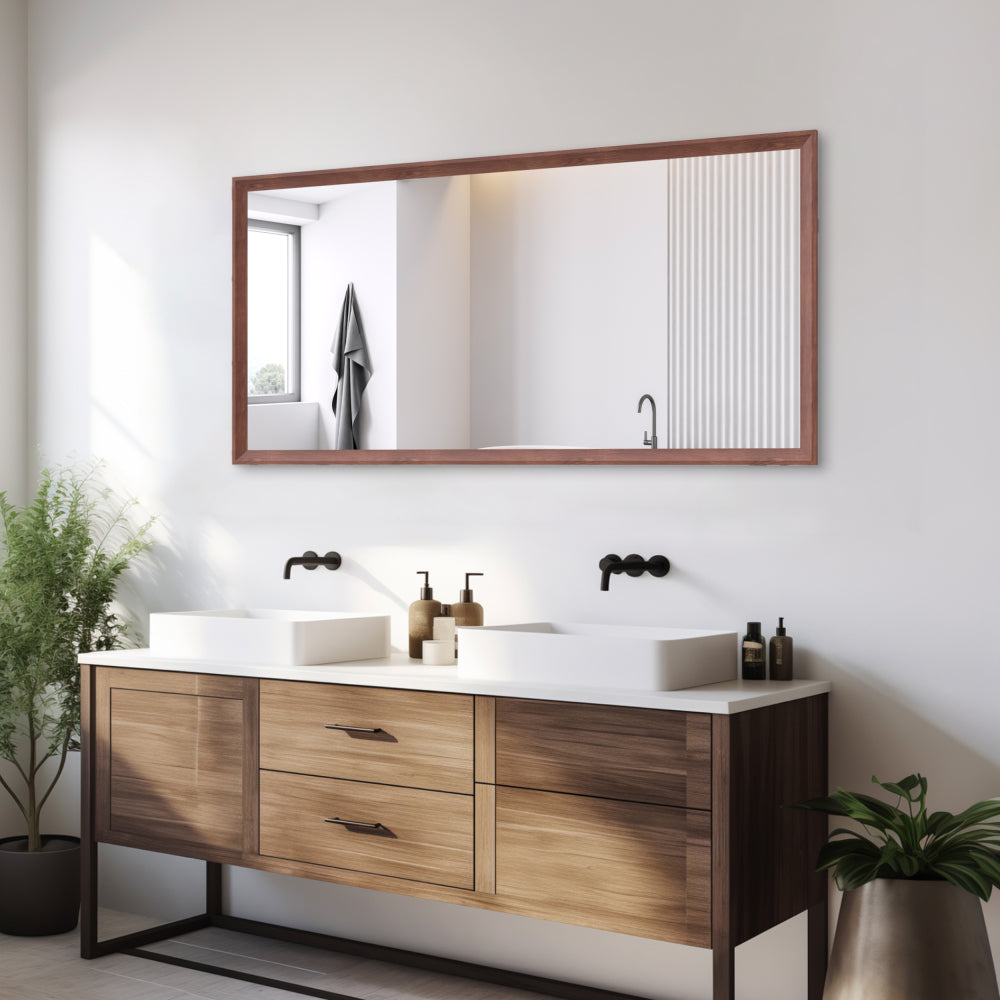 36x24 inches Modern Black Bathroom Mirror with Aluminum Frame Vertical or Horizontal Hanging Decorative Wall Mirrors for Living Room Bedroom