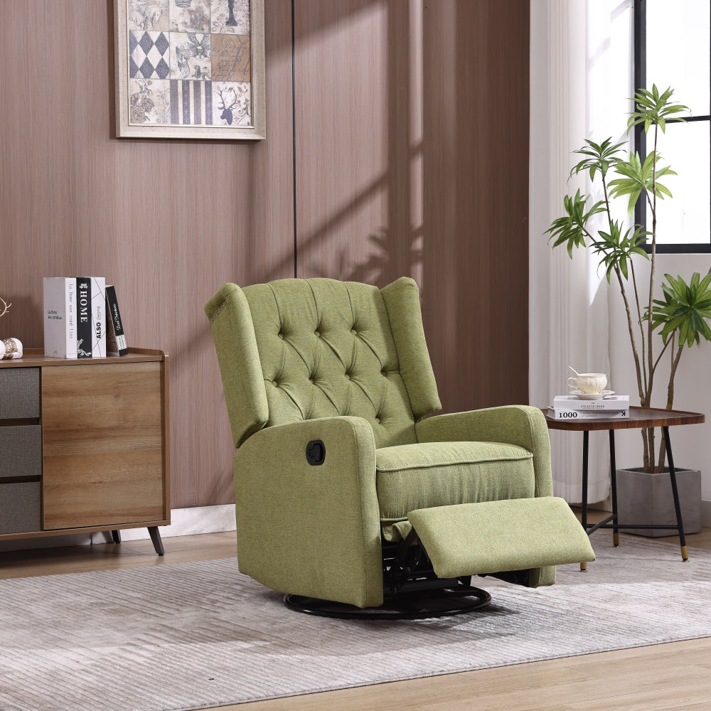 COOLMORE Rocking Recliner Chair,360 Degree Swivel Nursery Rocking Chair,Glider Chair,Modern Small Rocking Swivel Recliner Chair for Bedroom,Living Room Chair Home Theater Seat (Beige)