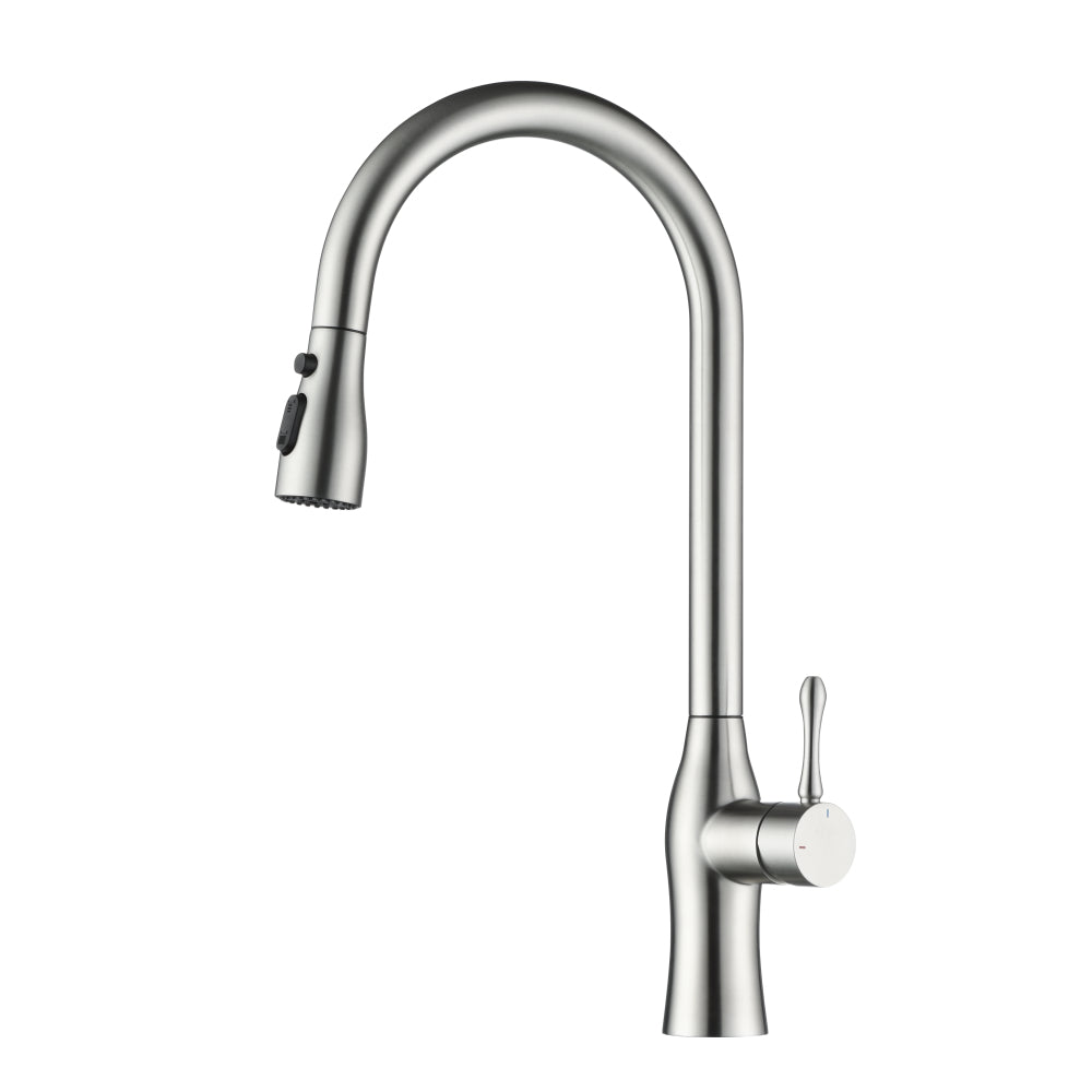 Pull-Down Single Handle Kitchen Faucet in Brushed Nickel