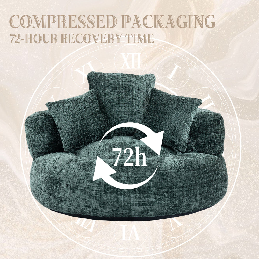 Lazy Sofa Durable Comfort Lounger High Back Bean Bag Chair Couch With Three Pillows for Adults and Kids, Indoor & Outdoor,  Single Gaming Sofa Chair For Bedroom,Office (Emerald Chenille)