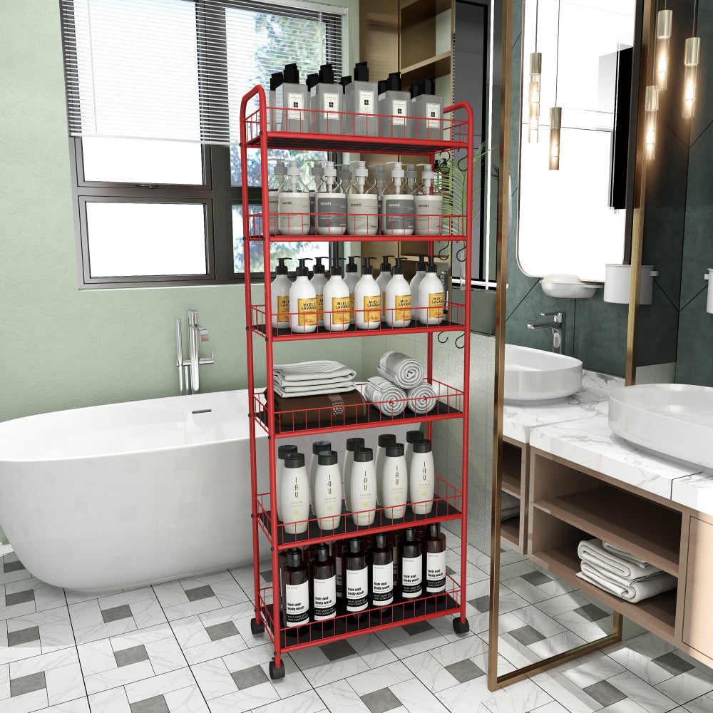 6-Tier Rolling Cart Gap Kitchen Slim Slide Out Storage Tower Rack with Wheels,6 Baskets,Kitchen,Bathroom Laundry Narrow Piaces Utility cart