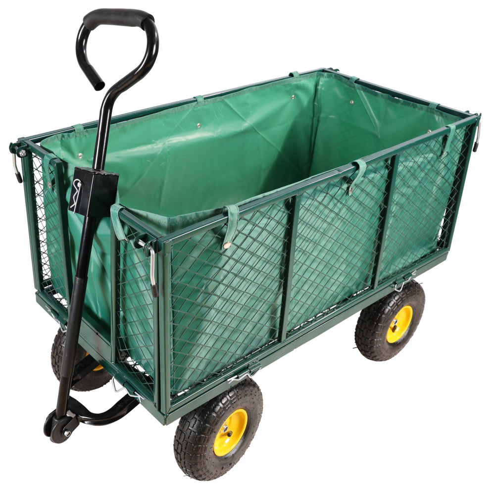 (Black double fence utility  cart) Wagon Cart Garden cart trucks make it easier to transport firewood