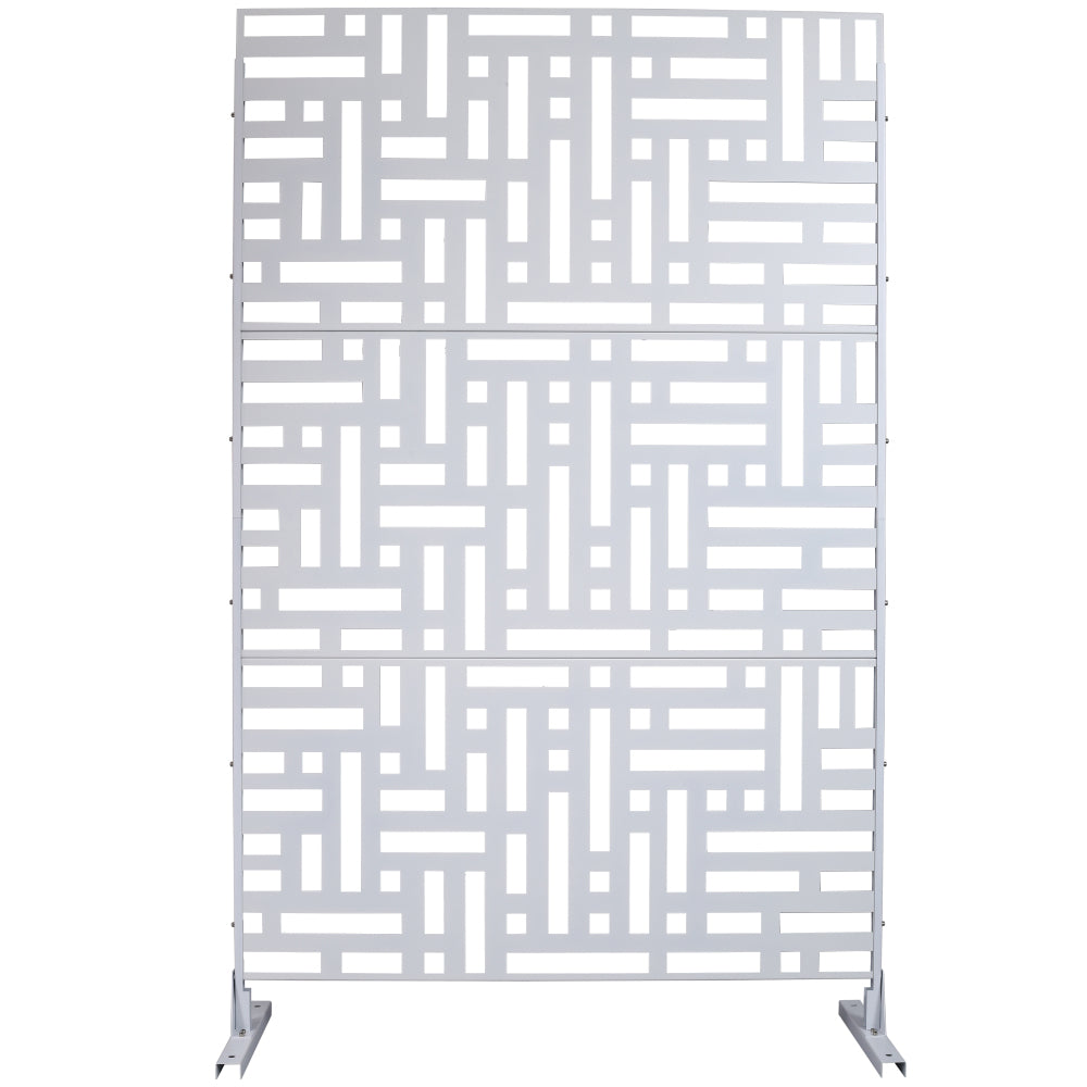 Outdoor & Indoor Privacy Screen Metal Privacy Screen 76" H×48" W, Freestanding Decorative Privacy Screen for Deck Balcony Patio, Privacy Fence Panels for Outside Lawn Garden PS103 WHITE