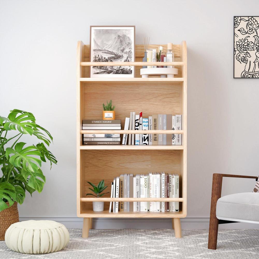 Pine Solid Wood Bookshelf/Bookcase - 0.6" Thick Shelves Heavy Duty Storage Rack, 19.69"W×36.61"H Modern Farmhouse Shelf for Living Room, Home Library Organizer
