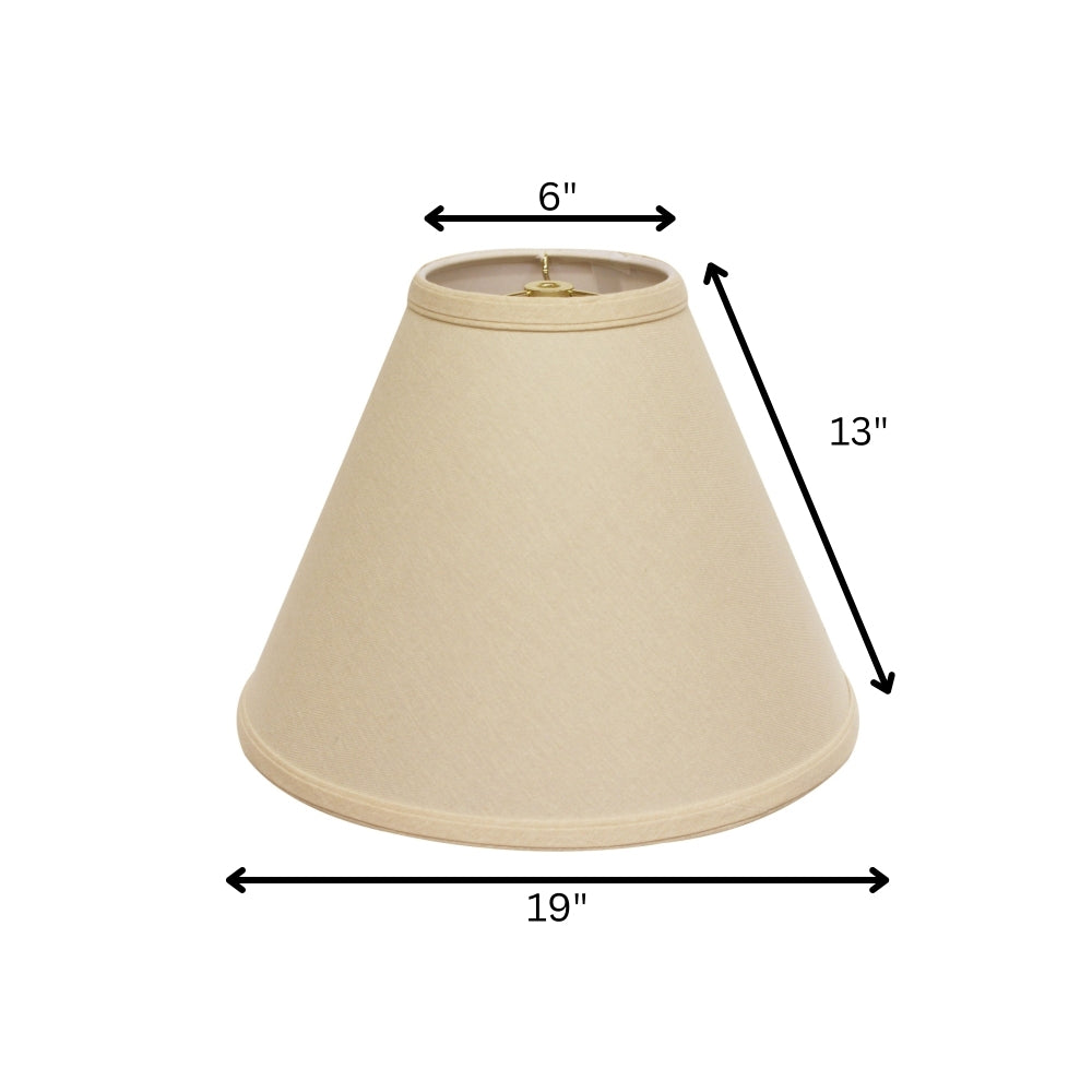 Deep Cone Hardback Lampshade with Washer Fitter, Beige Color Fabric Lampshade for Table Lamps, Natural Linen, 6" Top x 19" Bottom x 13" Height
