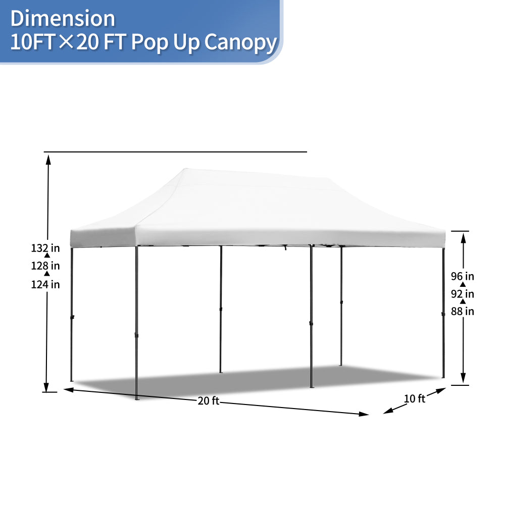 TREXM 10x20 Pop Up Canopy Tent with 6 Sidewalls, Heavy Duty Party Tent, UV and Waterproof Protection, 3 Height Adjustable Outdoor Canopy Tent with Roller Bag for Weddings, Events, and Beach, White