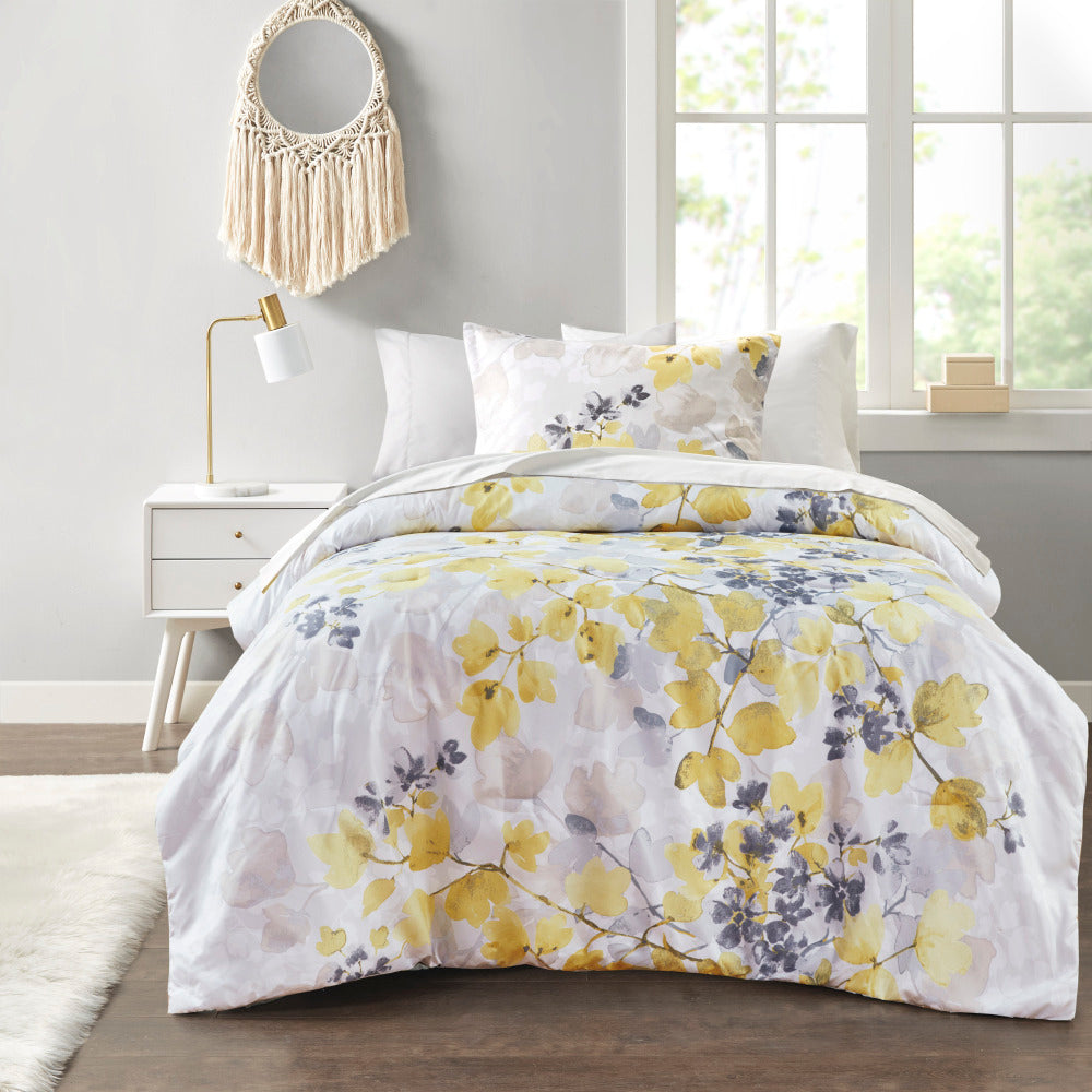 Comforter Set with Bed Sheets Yellow King