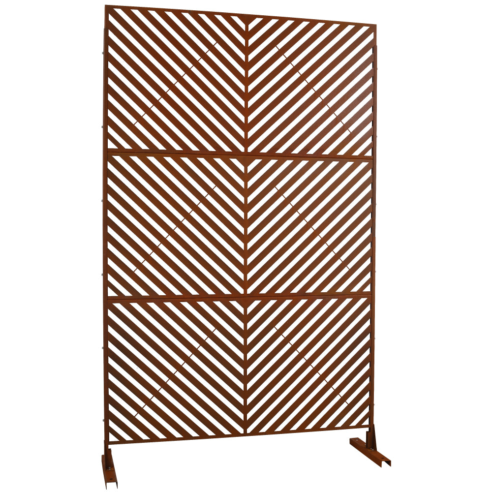 Outdoor & Indoor Privacy Screen Metal Privacy Screen 76" H×48" W, Freestanding Decorative Privacy Screen for Deck Balcony Patio, Privacy Fence Panels for Outside Lawn Garden PS113 RUSTY