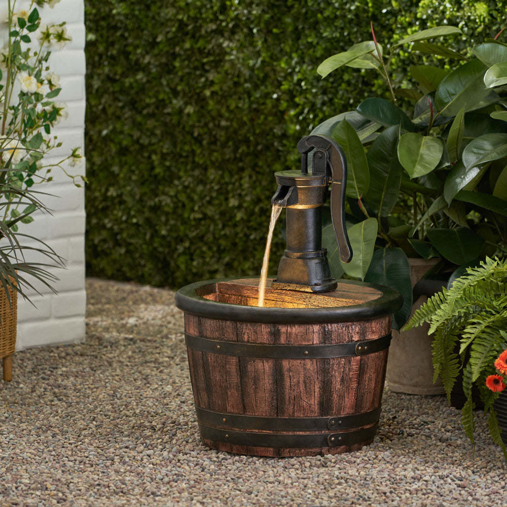 26.5" High Hand Crafted Weather Resistant Floor Fountain with Light