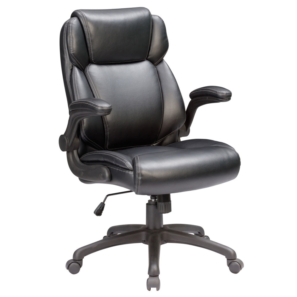 Adjustable Bonded Leather Office Chair with Butterfly Mechanism, 360 Degree Swivel Armchair for Study, Office, Gaming, Black
