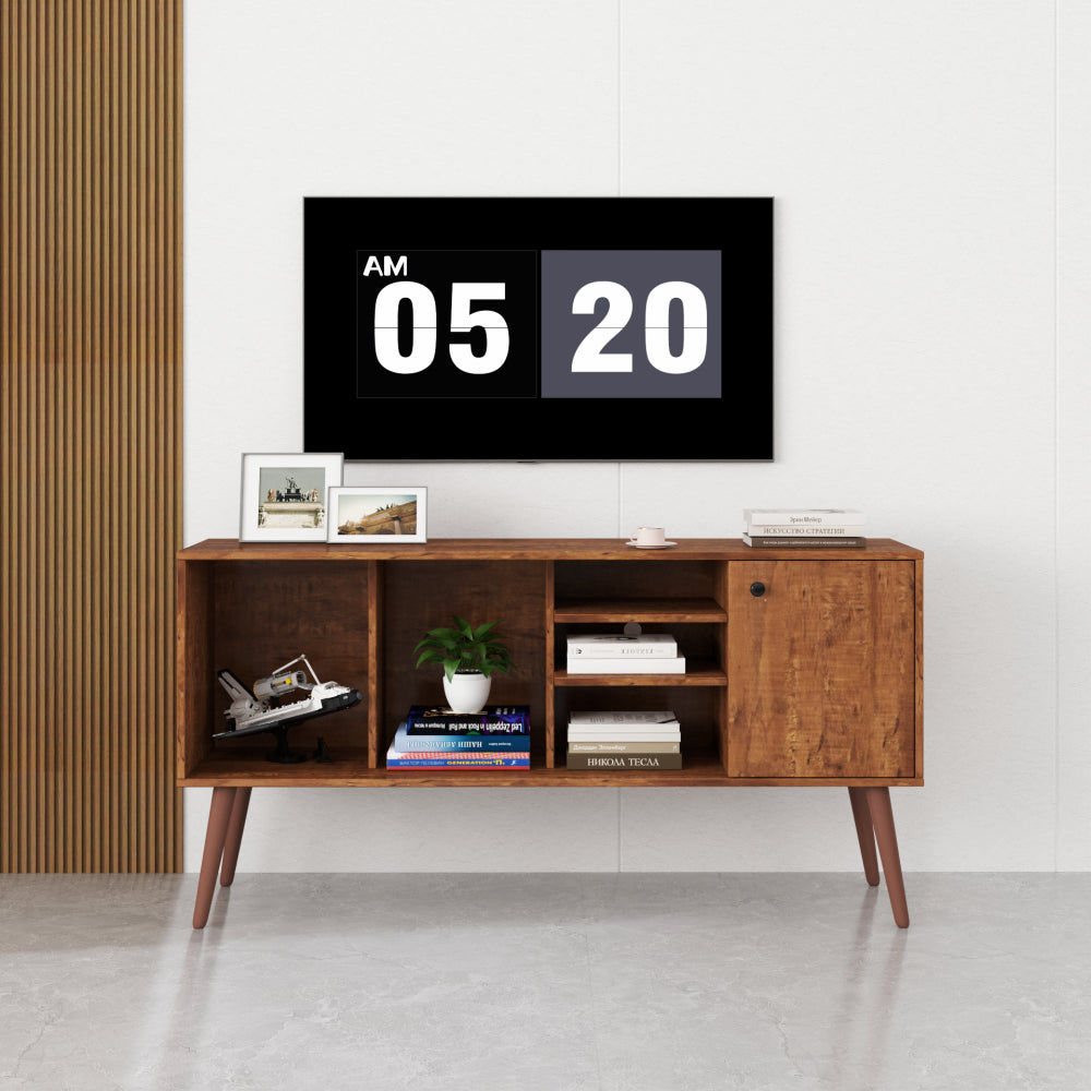 Modern Black TV Stand, 20 Colors LED TV Stand w/Remote Control Lights